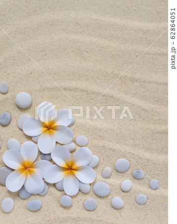 Tiare flowers and stones on the sand Tiare flowers and stones on the sand 62864051