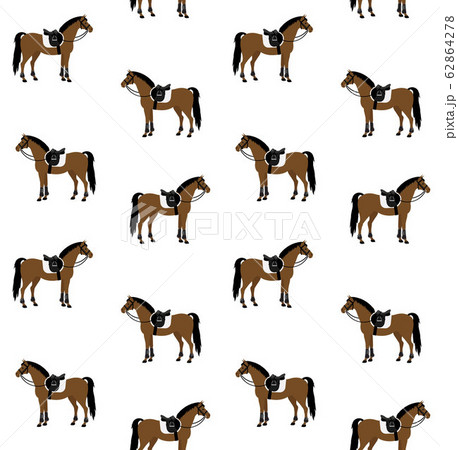 Vector seamless pattern of bay flat equipped horse 62864278