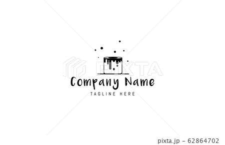 Vector logo on which an abstract image of a can of paint with drips. 62864702