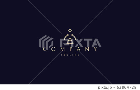 Vector golden logo on which an abstract image of alchemical symbols. 62864728