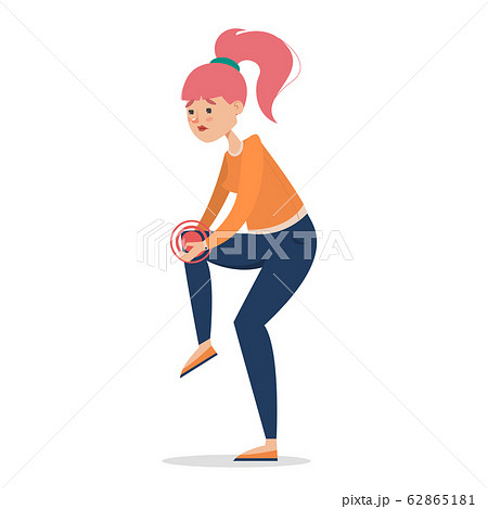 Woman Feel Knee Pain Vector Isolated Painfulのイラスト素材