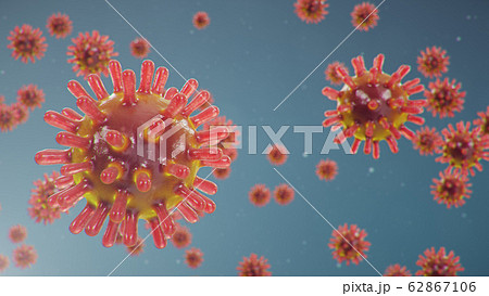 Coronavirus outbreak. Pathogen affecting the respiratory tract. COVID-19 infection. Concept of a pandemic, viral infection. Coronavirus inside a human. Viral infection, 3D illustration 62867106