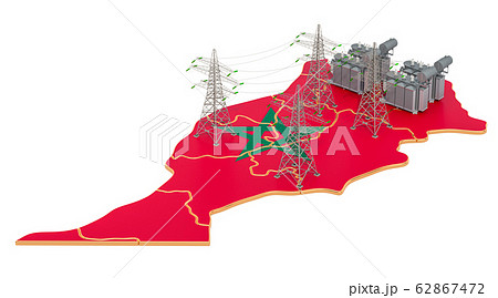 Electrical substations in Morocco, 3D rendering 62867472