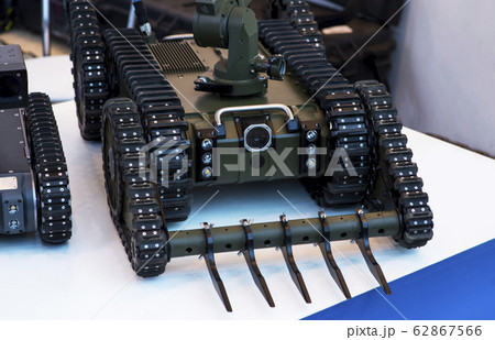 Combat mine clearance robot with caterpilar. Smart Combat mine clearance robot with caterpilar. Smart 62867566