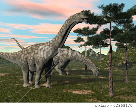 Argentinosaurus dinosaur eating tree - 3D render 62868170
