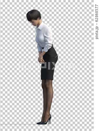 一個穿著西裝的女人鞠躬perming3DCG插圖素材 62868577