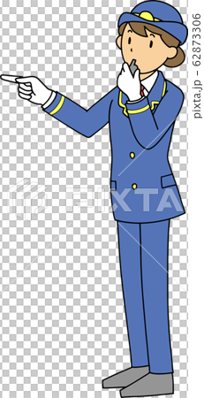Female station worker signaling Female station worker signaling 62873306