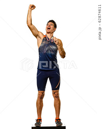 young man athletics athetle gold medalist isolated white background 62874611