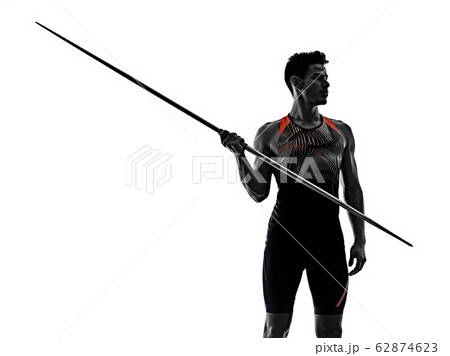 young man athletics Javelin athlete isolated white background young man athletics Javelin athlete isolated white background 62874623