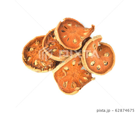 Dry Bael Fruit tea (Aegle marmelos) isolated on Dry Bael Fruit tea (Aegle marmelos) isolated on 62874675