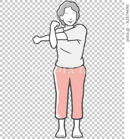 腕伸ばし 中年女性 ストレッチ 腕伸ばし 中年女性 ストレッチ 62874698