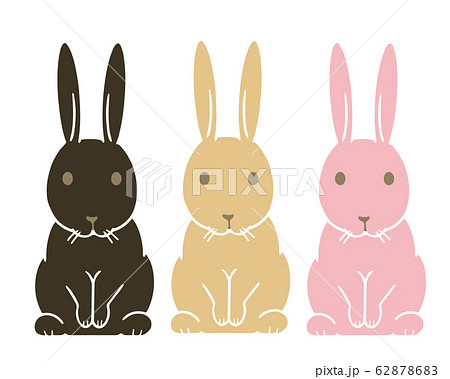 ウサギのイラスト 3色のイラスト素材