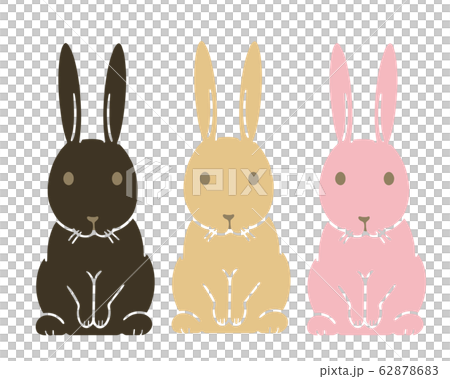 ウサギのイラスト 3色のイラスト素材