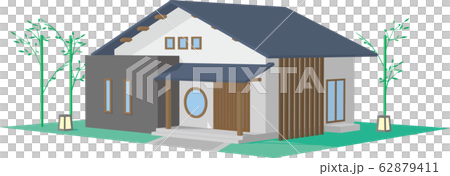一戸建て イラスト　和モダン 62879411