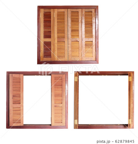 Retro window frame with wooden shutters Retro window frame with wooden shutters 62879845
