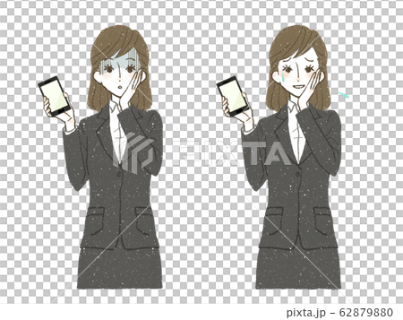 スーツの女性-スマートフォン-ショック-困惑 スーツの女性-スマートフォン-ショック-困惑 62879880