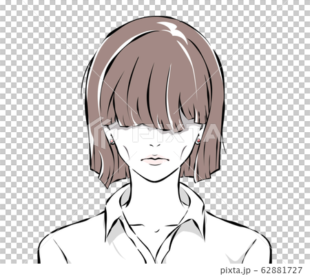 前髪で目を隠しているやつれた女性のイラスト素材