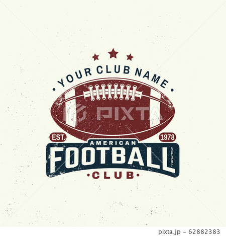 American football or rugby club badge. Vector. Concept for shirt, logo, print, stamp, tee, patch. Vintage typography design with american football ball silhouette American football or rugby club badge. Vector. Concept for shirt, logo, print, stamp, tee, patch. Vintage typography design with american football ball silhouette 62882383
