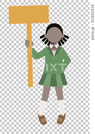 一名女學生爭辯標語牌的插圖 62882810