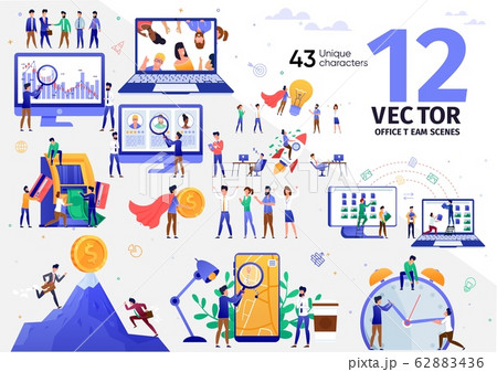 Digital Marketing Business Team Vector Scenes Set 62883436
