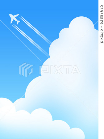 青空 雲 風景 飛行機雲 背景 縦のイラスト素材