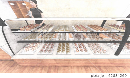 ケーキ屋　人あり　イラスト49 62884260