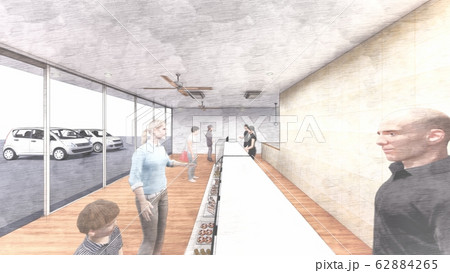 ケーキ屋　人あり　イラスト60 62884265