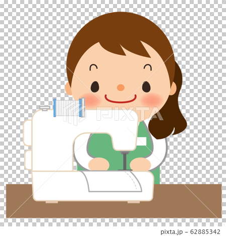 Young woman-sewing machine - Stock Illustration [62885342] - PIXTA