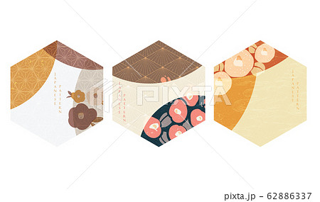 Geometric icon with Japanese wave pattern vector. Flower and curve elements. Logo, card and label design. Geometric icon with Japanese wave pattern vector. Flower and curve elements. Logo, card and label design. 62886337