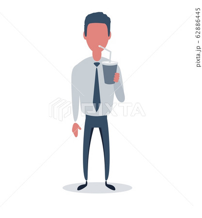 Businessman or clerk. Male character in trendy simple style with objects, flat vector illustration. 62886445