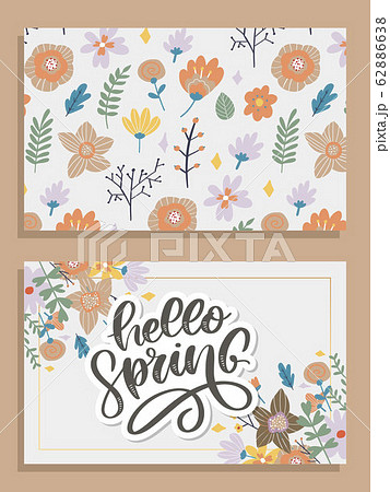 Hello Spring - Hand drawn inspiration quote. 62886638