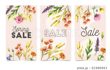 Set of spring flowers vector template for 62886663