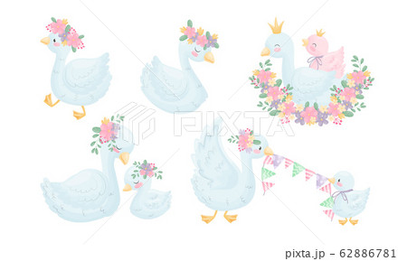 Cartoon Goose Character with Golden Crown and...のイラスト素材 [62886781] - PIXTA