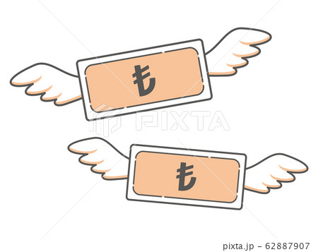 飛んでいくトルコリラ紙幣のシンプルなアイコン 62887907