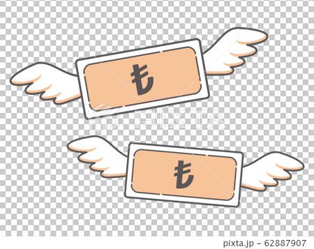 Simple icon of flying Turkish lira banknote 62887907