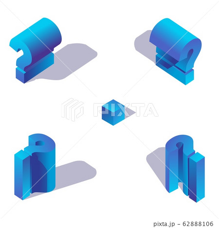 Blue Isometric Question Mark With Shadow Problem のイラスト素材