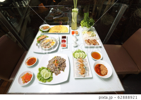 Vietnamese Food in Restaurant white plate on the 62888921