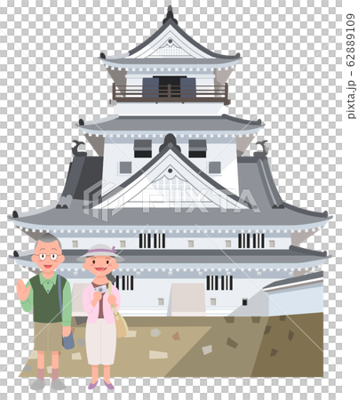 高知城とシニアカップル旅行者 62889109