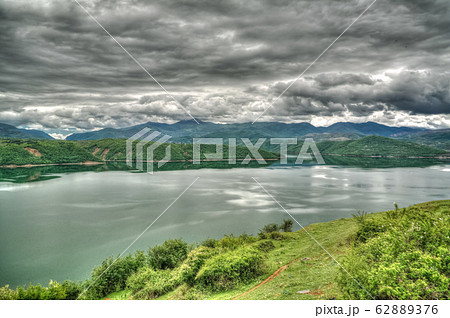 Aerial panoramic view to lake Debar, North 62889376
