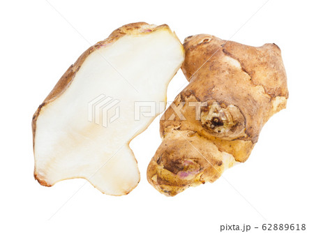 halved tuber of raw jerusalem artichoke (sunroot) halved tuber of raw jerusalem artichoke (sunroot) 62889618