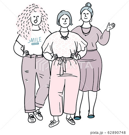 ふくよかな女性　トリオ 62890748