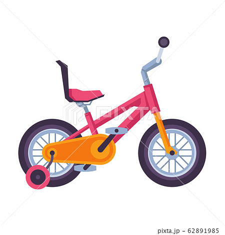 Kids Bicycle, Ecological Sport Transport, Pink Bike Side View Flat Vector Illustration 62891985