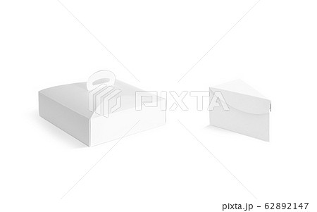 Blank white cake box piece mockup set, isolated 62892147