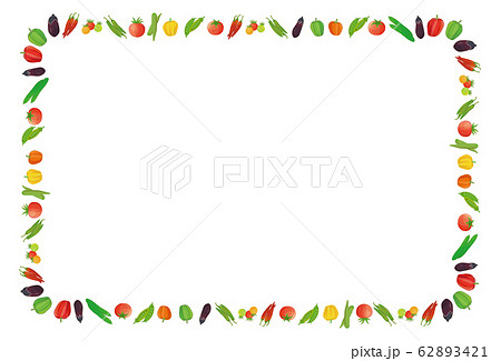 Summer Vegetables Set Frame Line Rectangle Stock Illustration