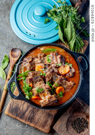 Beef ribs Bourguignon. Beef ribs stewed with Beef ribs Bourguignon. Beef ribs stewed with 62894016