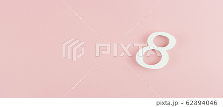 8th Number on pink background with copy space for 62894046