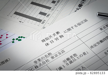 36協定　労使協定　時間外・休日労働に関する協定届　労働基準法　法定労働時間外 62895133
