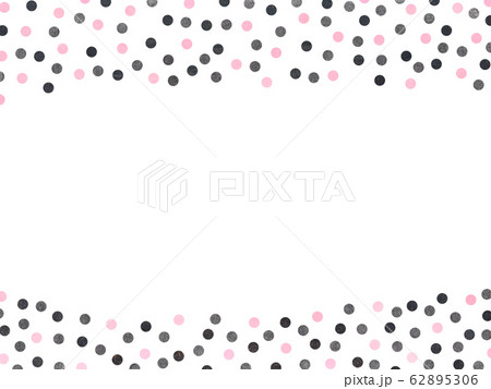 ピンクとモノクロのレトロガーリーな水玉背景 白バックのイラスト素材