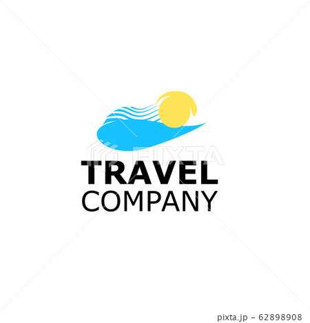 Logo travel agency yellow sun and blue sea symbol Logo travel agency yellow sun and blue sea symbol 62898908