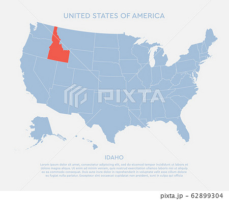 United states of America, state Idaho USA map 62899304